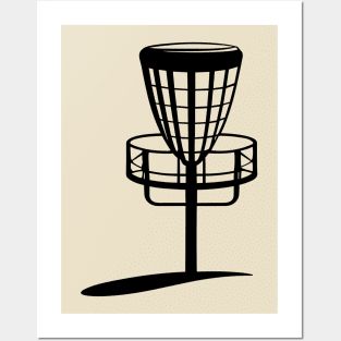 Minimalist Disc Golf Metal Basket Silhouette Art Posters and Art